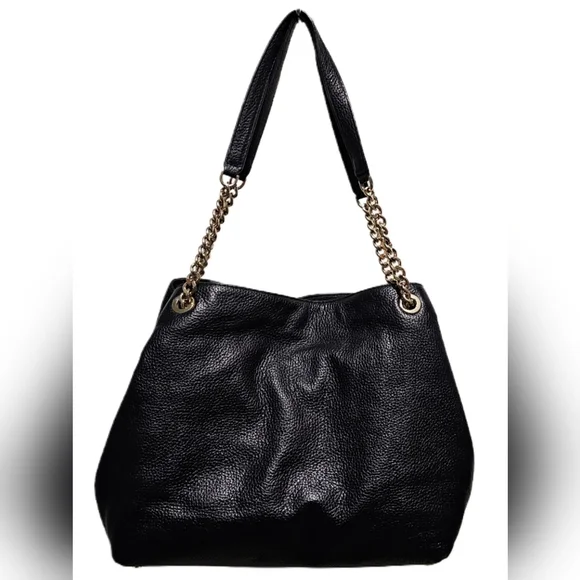 Michael Kors Jet Set Studded Leather Black Handbag Shoulder Tote Travel Bag Chic - Picture 4 of 16